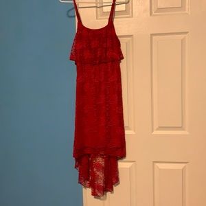 Red Suzy Shier high low dress